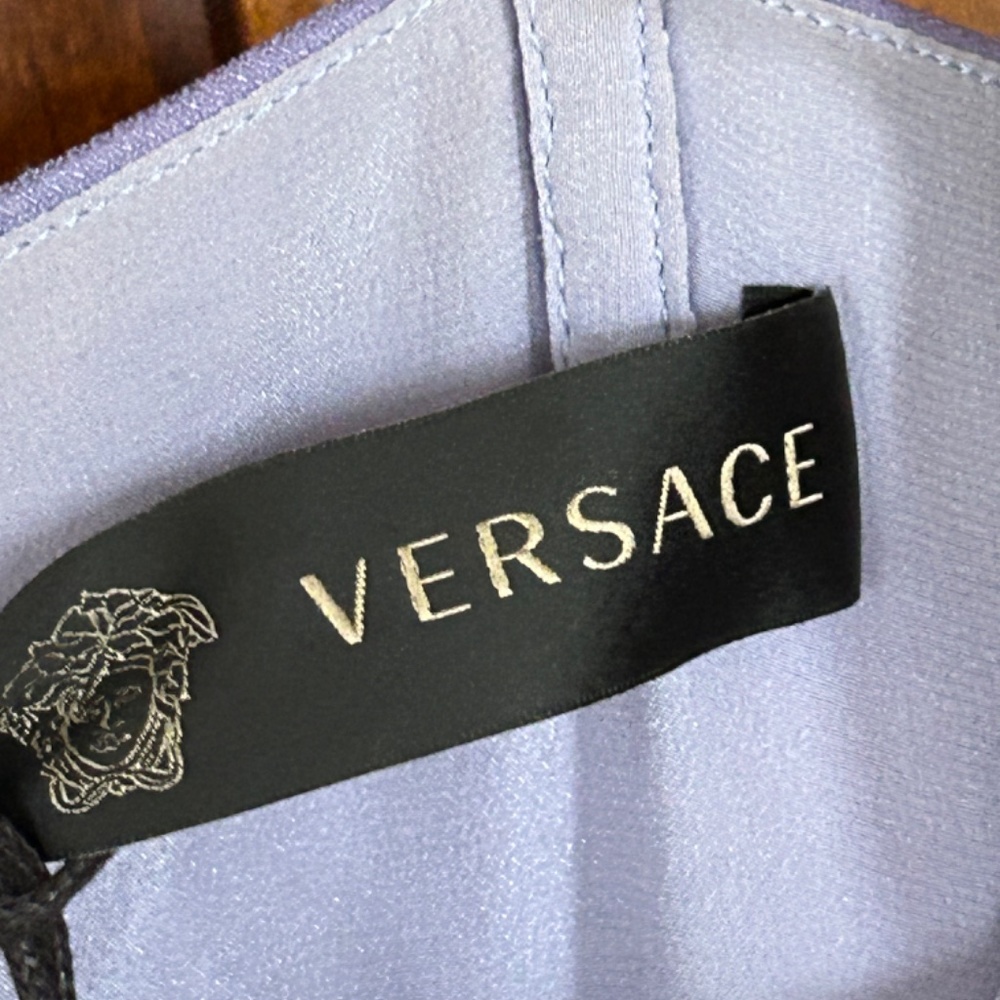 Versace Lilac Floral Raffia Corset Dress with Flounce Skirt, Size 44 - US 8 - Picture 15 of 16